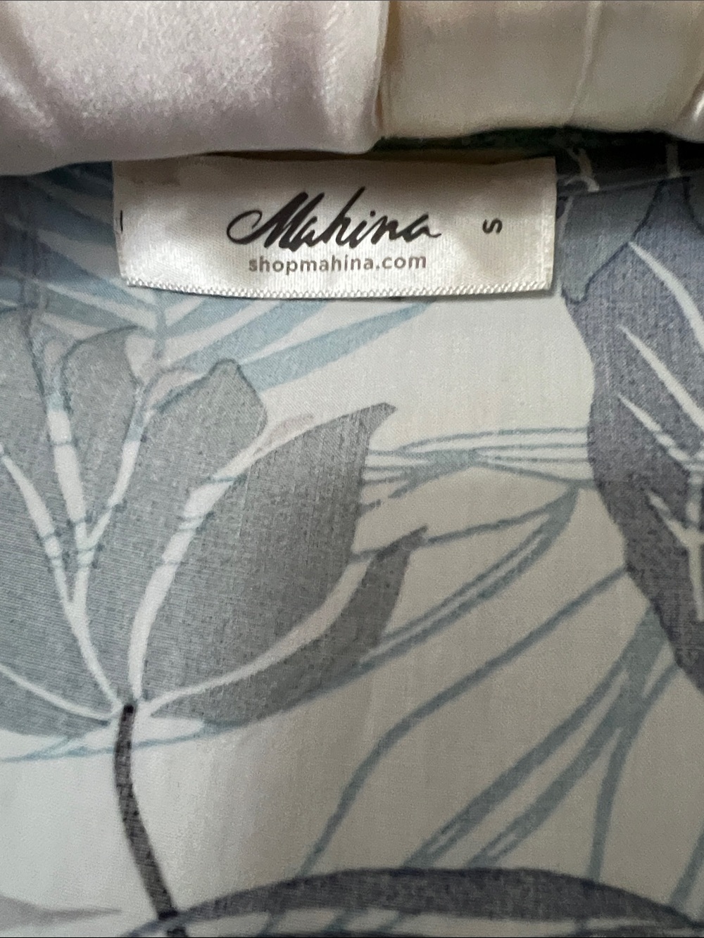 mahina Blue & White Tropical Leaf Kimono wrap top EUC blue aloha euc - Picture 3 of 7